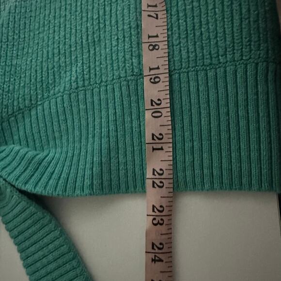 Parker Hampton Teal Striped Color Block Tie Front Wool Blend Sweater Size Large - Picture 10 of 12